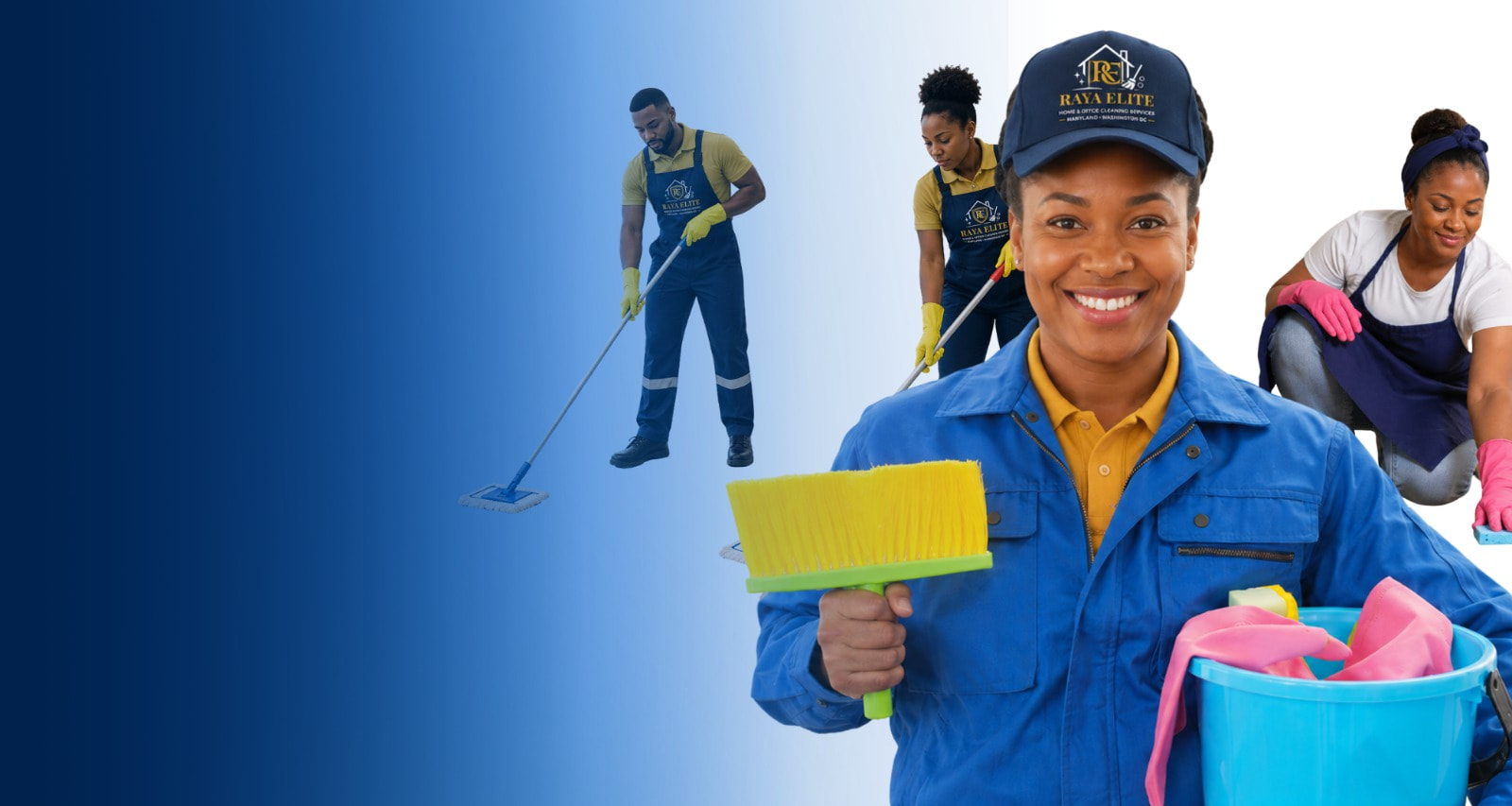 The Raya Elite cleaning team in branded uniforms